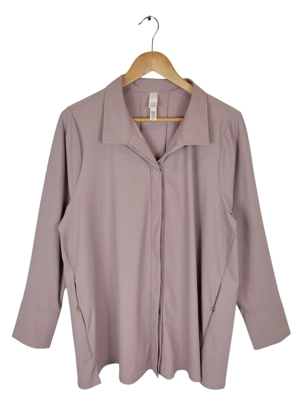 Marla Wynne Stretch Covered Placket Button Up Tunic Shirt Lilac Women's Size XL